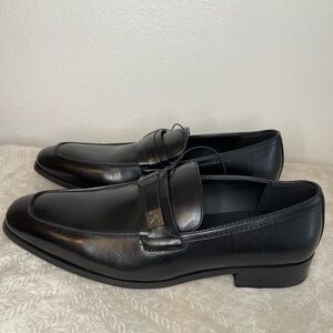 Calvin Klein Black Leather Slip-On Loafers